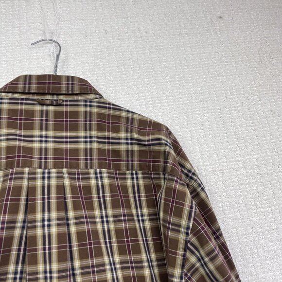 Khakis By Arrow Preppy Oxford Button Down Thick Shirt Men Size 2XL Brown Plaid - Picture 14 of 14